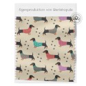 50 cm Baumwolle Canvas Stoff Dackel Hunde im Pulli - Beige Creme Stoffe - 153 g/m² Meterware 160 cm Eigenproduktion